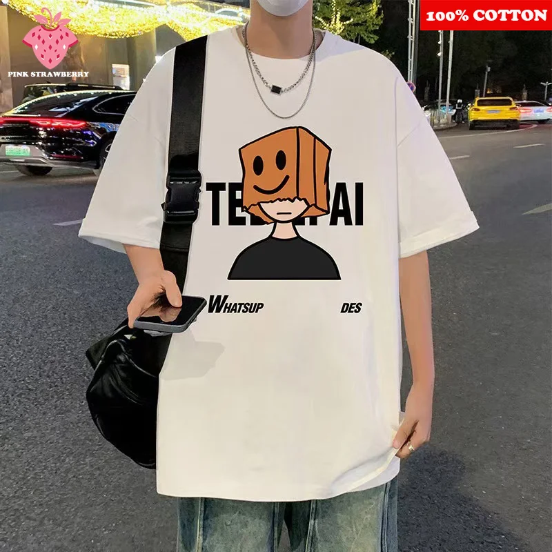 

American Style 100%Cotton T-Shirt Men Summer New Hip Hop Streetwear Pattern Print Short Sleeve T-Shirt Casual Comfort O-Neck Top