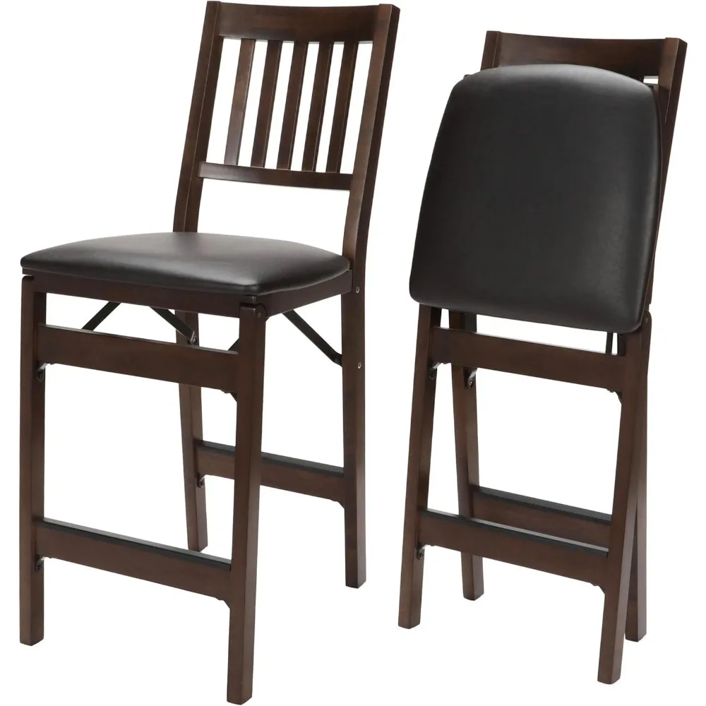

Stakmore Folding Counter Height Stools, Espresso With Bonded Leather Set Of 2