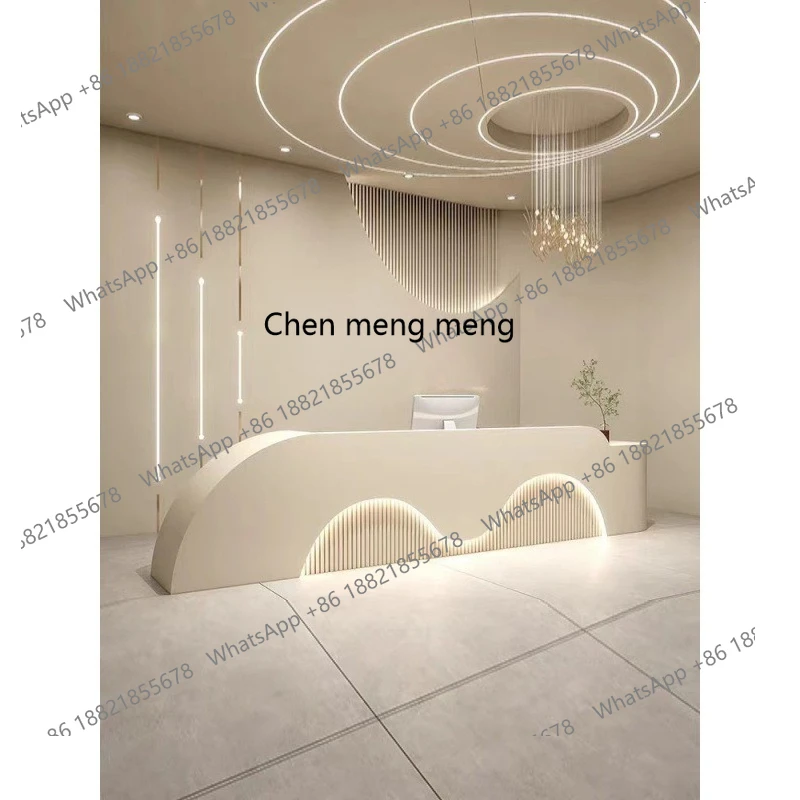 Luz de luxo salão de beleza bar checkout página curvada loja moderna simples recepção pintura de cozimento