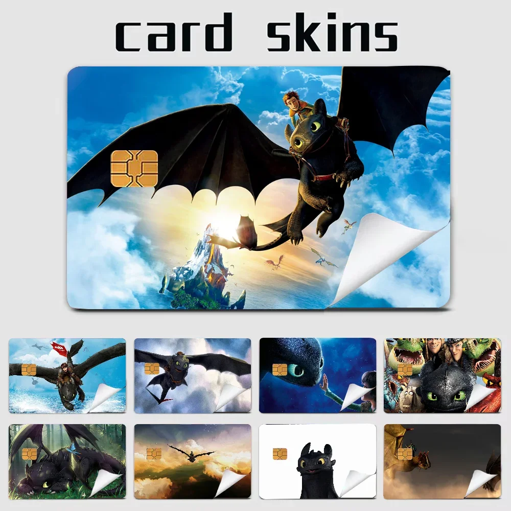 

Cute Black Dragon Tooth-less Stickers 4pcs PVC Card Skin Stickers For Bank Card Bus Metro Card Case Decorate Gift