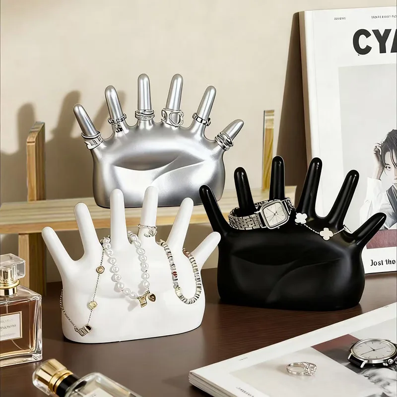 

Модная подставка для украшений в форме ладони с шестью отверстиями для колец и часов, простая подставка-держатель для демонстрации ювелирных изделий, подарок для девушки