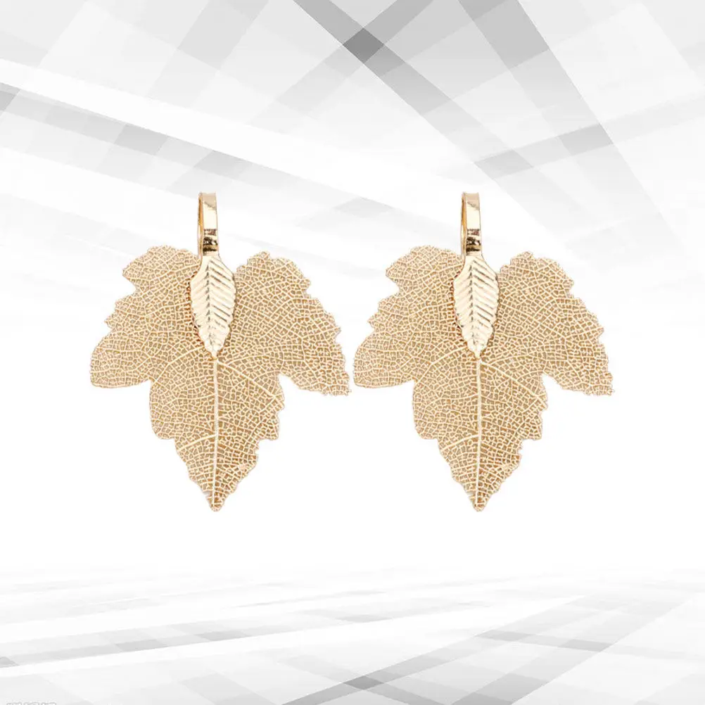 

2Pcs Premium Copper Plated Maple Leaf Grain DIY Pendant Charms for Necklace Bracelet Earrings Keychain Sweater Chain Anklet