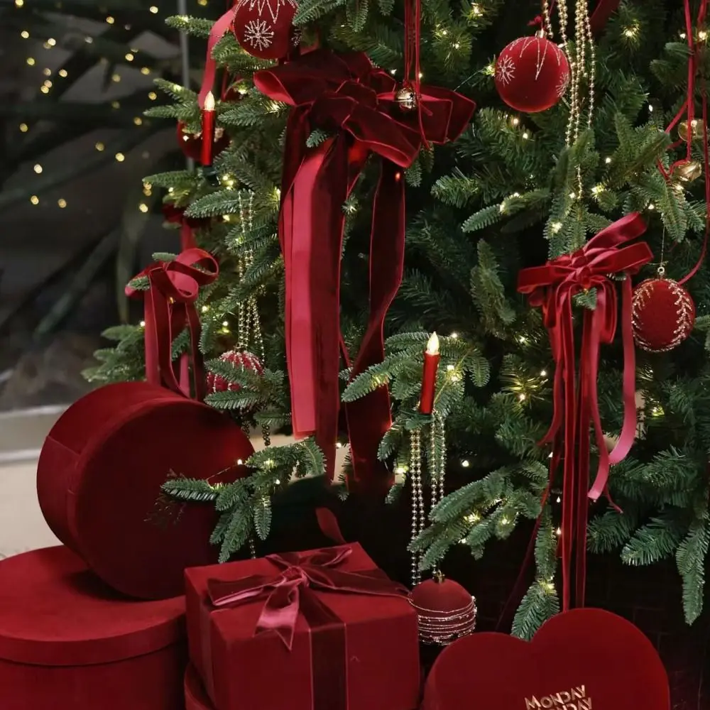 

6/10M Christmas Tree Decorations Ribbon Velvet Fabric Reusable Gift Wrap Ribbon Bowknot DIY Xmas Tree Hanging Decoration