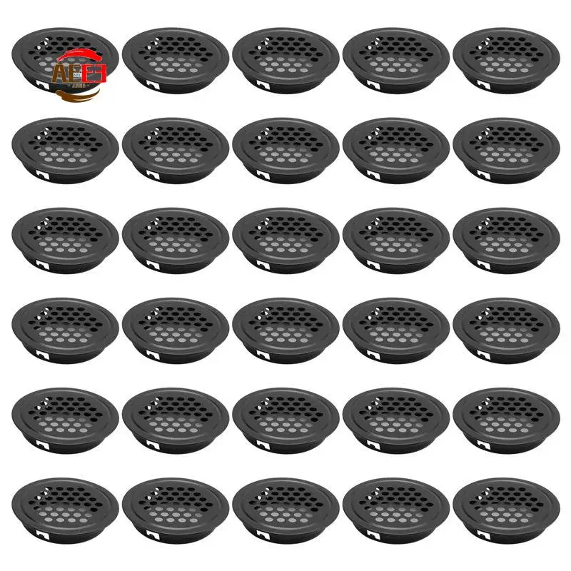

AEE3-круглая вентиляционная решетка для шкафа, вентиляционное отверстие, решетка 35 мм, 30 шт., черная для шкафа для ванной комнаты, шкафа для обуви