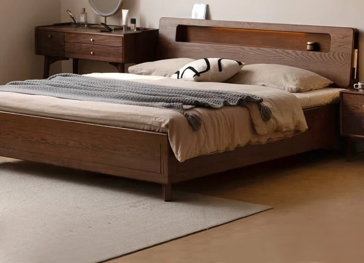 

Современная минималистичная кровать-ящик для хранения вещей из дуба, двуспальная кровать в скандинавском стиле для спальни