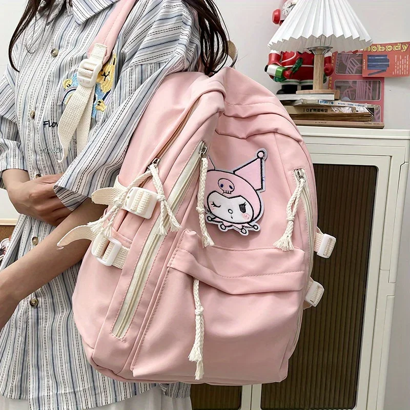 Sanrio Series Hello Kitt Large Capacity Backpack Cute Simple Fashionable Youth Student Backpack Japanese Series Girl's Heart Bag