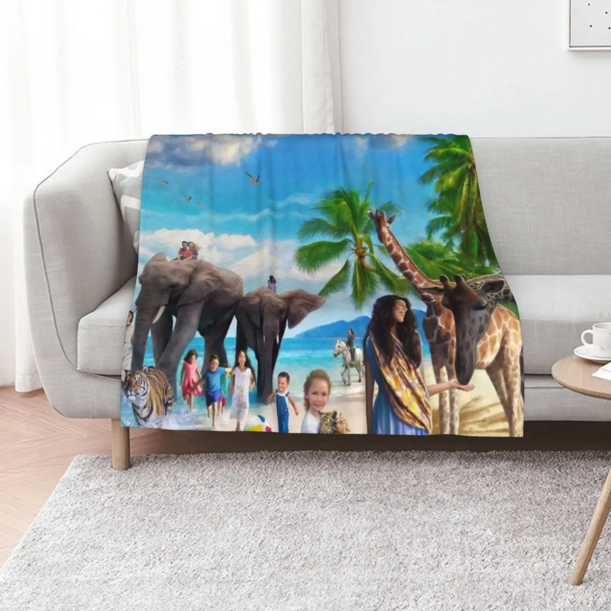 Beach Paradise Throw Blanket Machine Washable Soft Warm Blanket