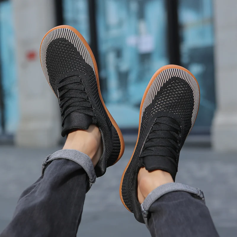 Summer Wide Shoes Men Barefoot Wide Toe Soft Soled Outdoor Jogging Lace Up Casual Sneaker Breathable Running Shoes Tenis Jeans