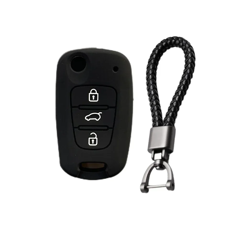 For Hyundai Elantra Accent I20 I30 Ix20 Ix35 Kia Sportage Rio3 Soul Optima Ceed Pro K5 K2 Silicone Car Key Case Cover Keychain