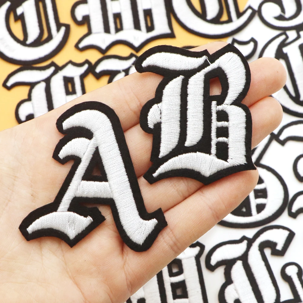 1PC 5CM Gothic Alphabet A To Z Iron On Sew On Embroidered Letters Patch For Clothing Hats Shoes Backpacks Decor Easy To Apply