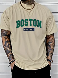 New Summer Hot-Selling Men BOSTON Creative Print T Shirt Male Casual Short Sleeve O-Neck Tees Fashion Casual Oversized Clothing