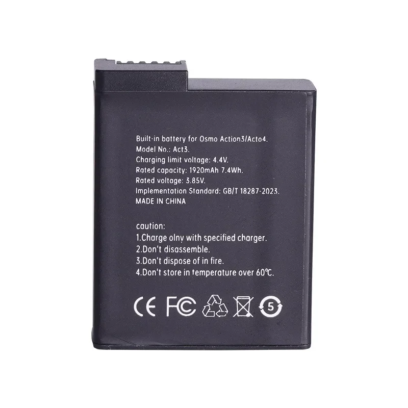 1920mAh 3.85V Suitable for DJI Action 3/4 Battery Long Endurance Low Temperature Resistance Fast Charging Sports Camera Battery