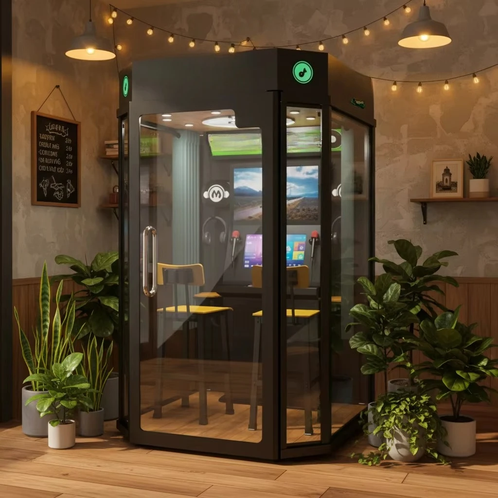 FOODLINE Indoor Self Service Karaoke Room Intelligent Mini Singing Booth Support Mobile Scan Code Payment For Plaza