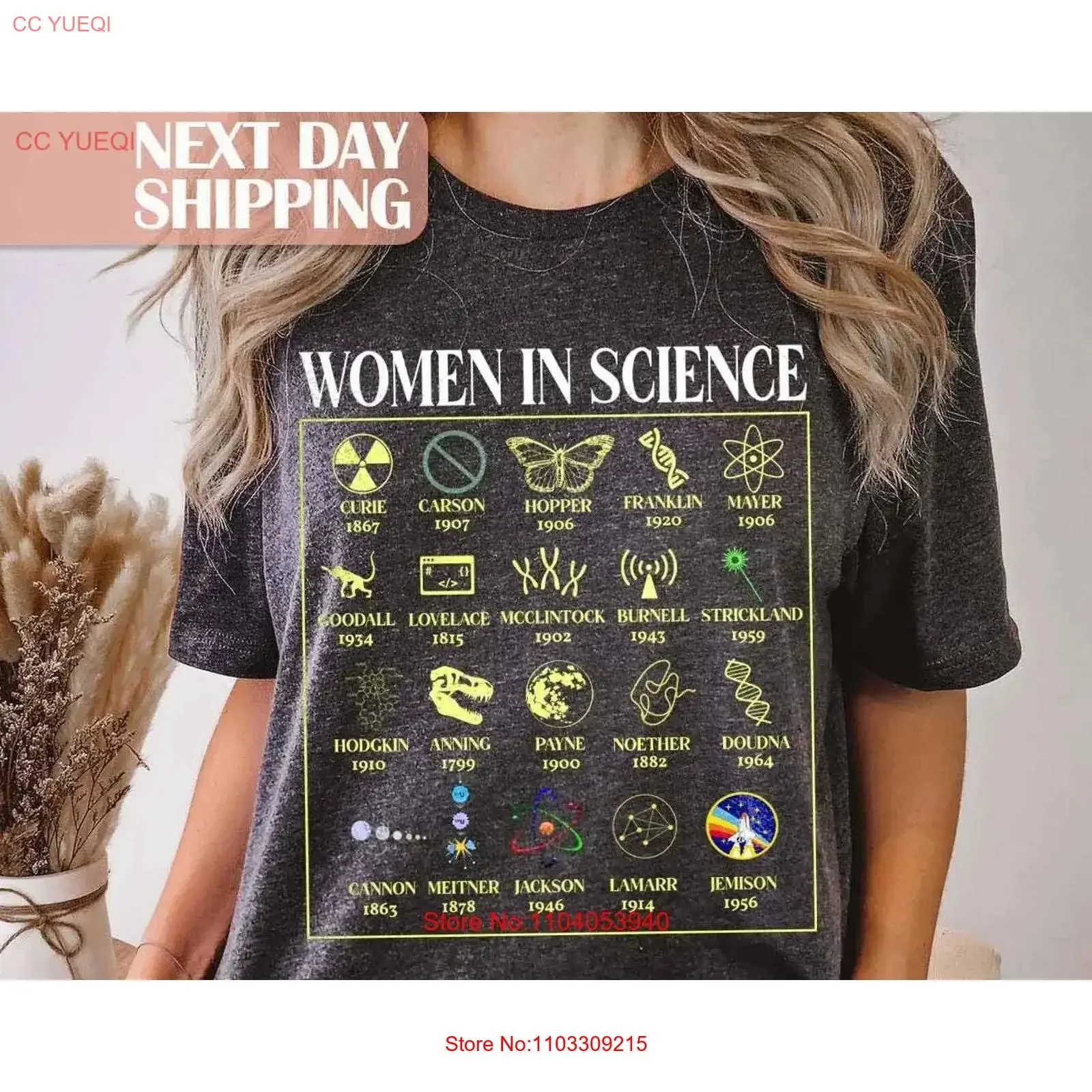 T-Shirt „Women in Science Teacher“ mit Aufschrift „Girl Power Chemistry for Her Lover“, Vintage-Stil, gewaschen, Unisex, vielseitig, bequem