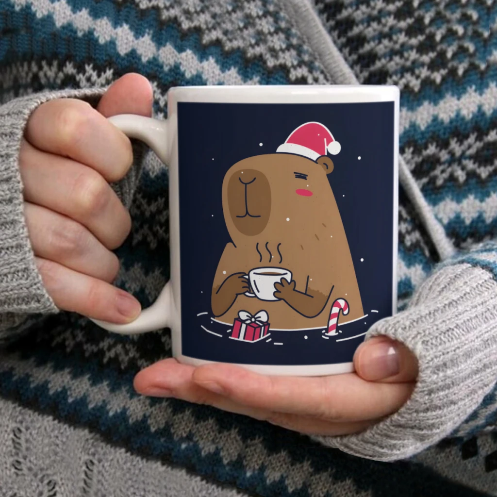 

Santa CapybaraCoffee Mug Tea Cup 11oz Coffee Cup Funny Birthday Ceramic Mug Personalized Cup