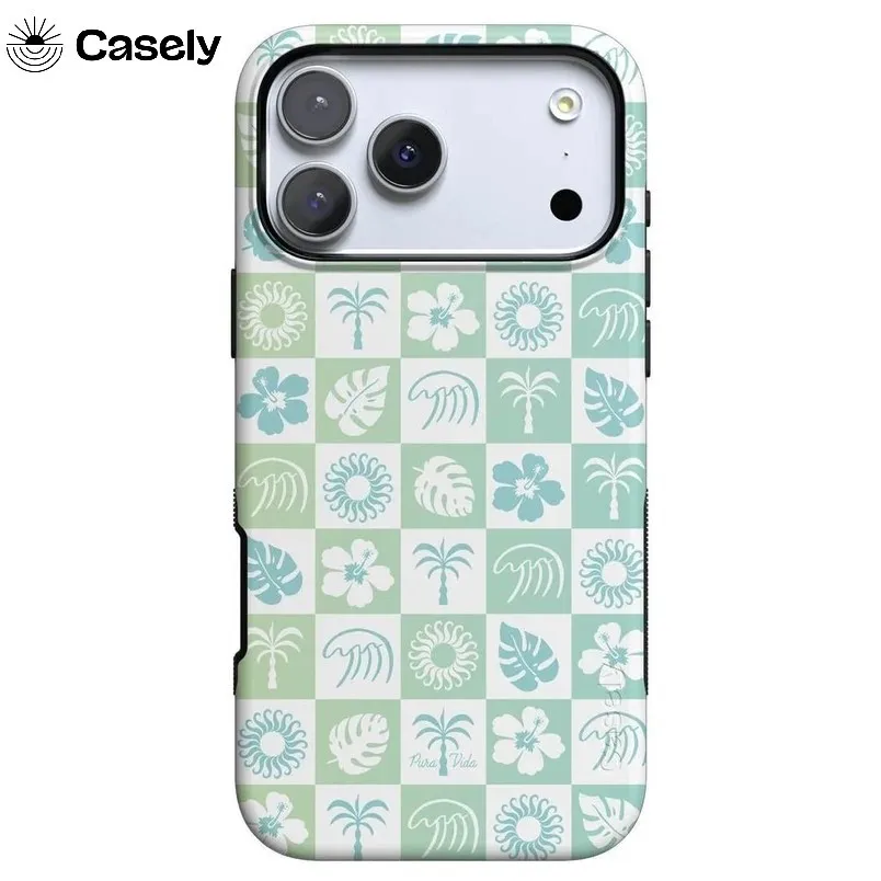 Tropical Checker Casely Phone Case for Samsung Galaxy S20 S23 S24 S25 S26 FE Plus Ultra Edge 5G Double-layer Back Cover