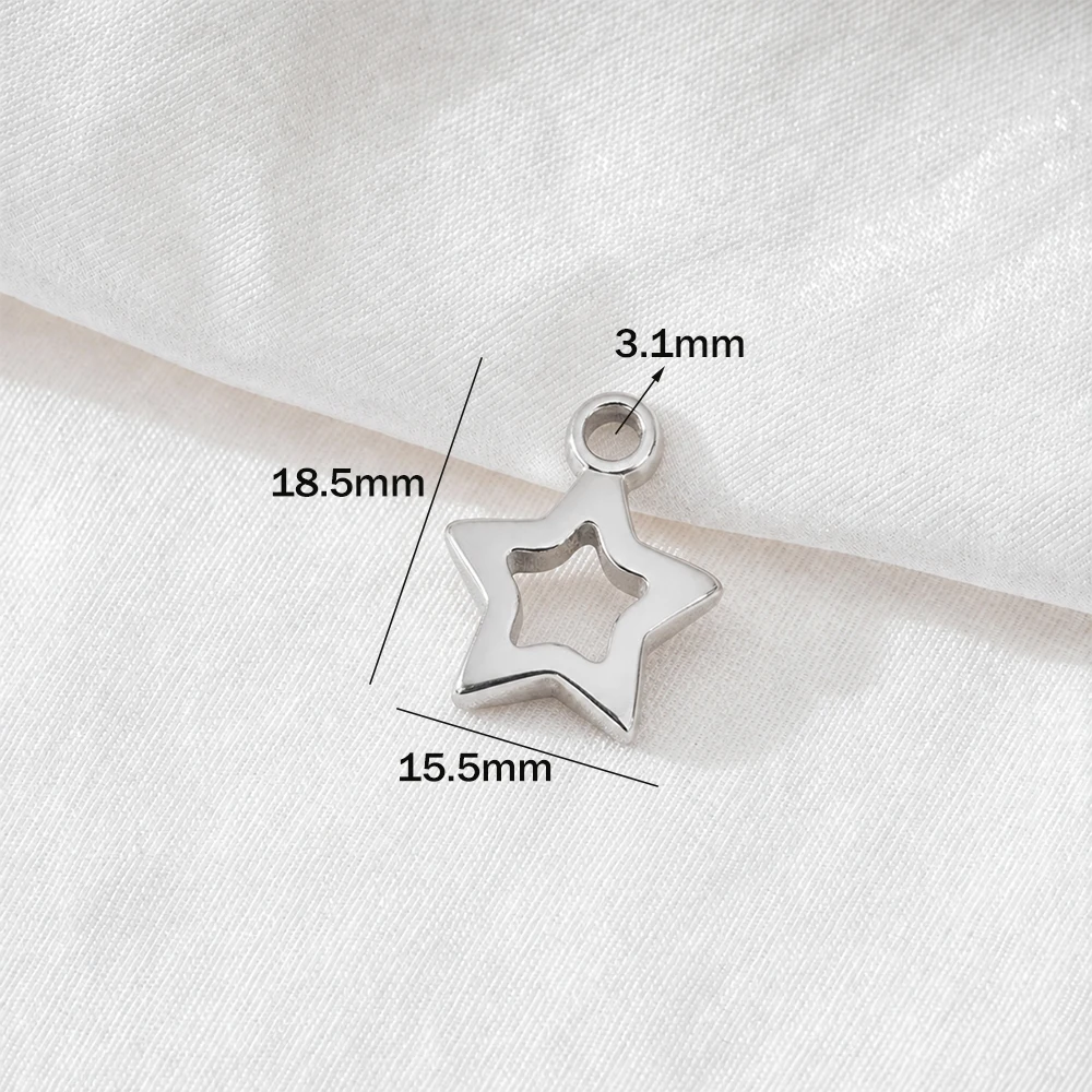 5 Stück Edelstahl-Sternanhänger für die Schmuckherstellung, Anhänger, Ohrringanhänger für Armbänder, Halsketten, Ohrringe, DIY-Schmuckzubehör – Detail 2