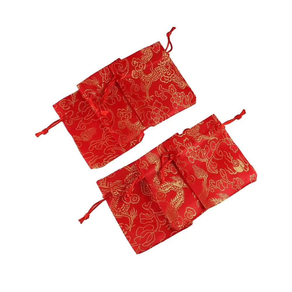

Dragon Embroidery Flower Drawstring Bag Chinese Style Storage Bag Small Coin Purse Wallet Jewelry Packing Bag Ethnic Style