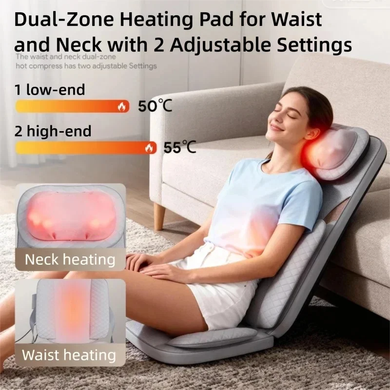 Vibrating Electric Cervical Neck Back Body Cushion Massage Chair Muscle Stimulator Heated Remote Control Pad Fatigue Relife Gift