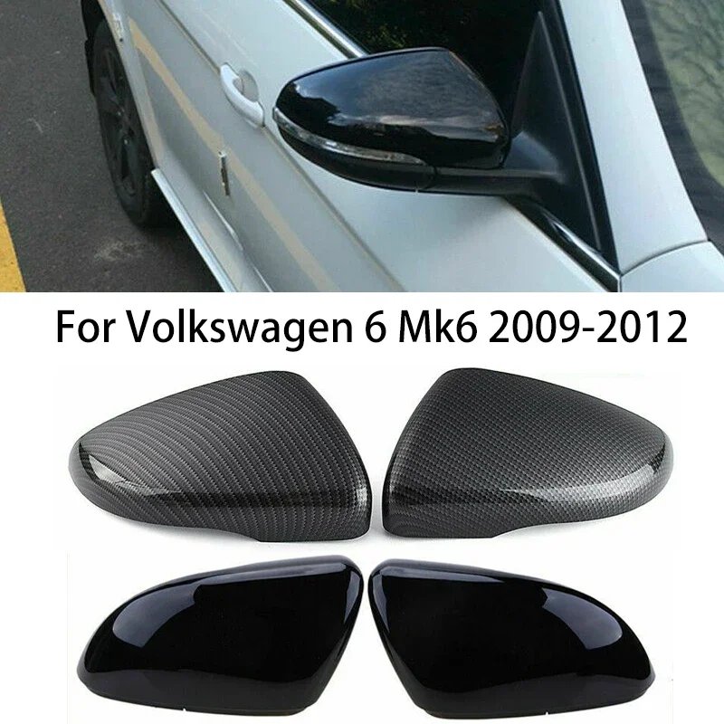 

Car Rearview Side Mirror Covers Caps Housing Cover for VW Golf 6 MK6 GTI 2009 2010 2011 2012 2013 2014 Bright Black/Carbon Fiber