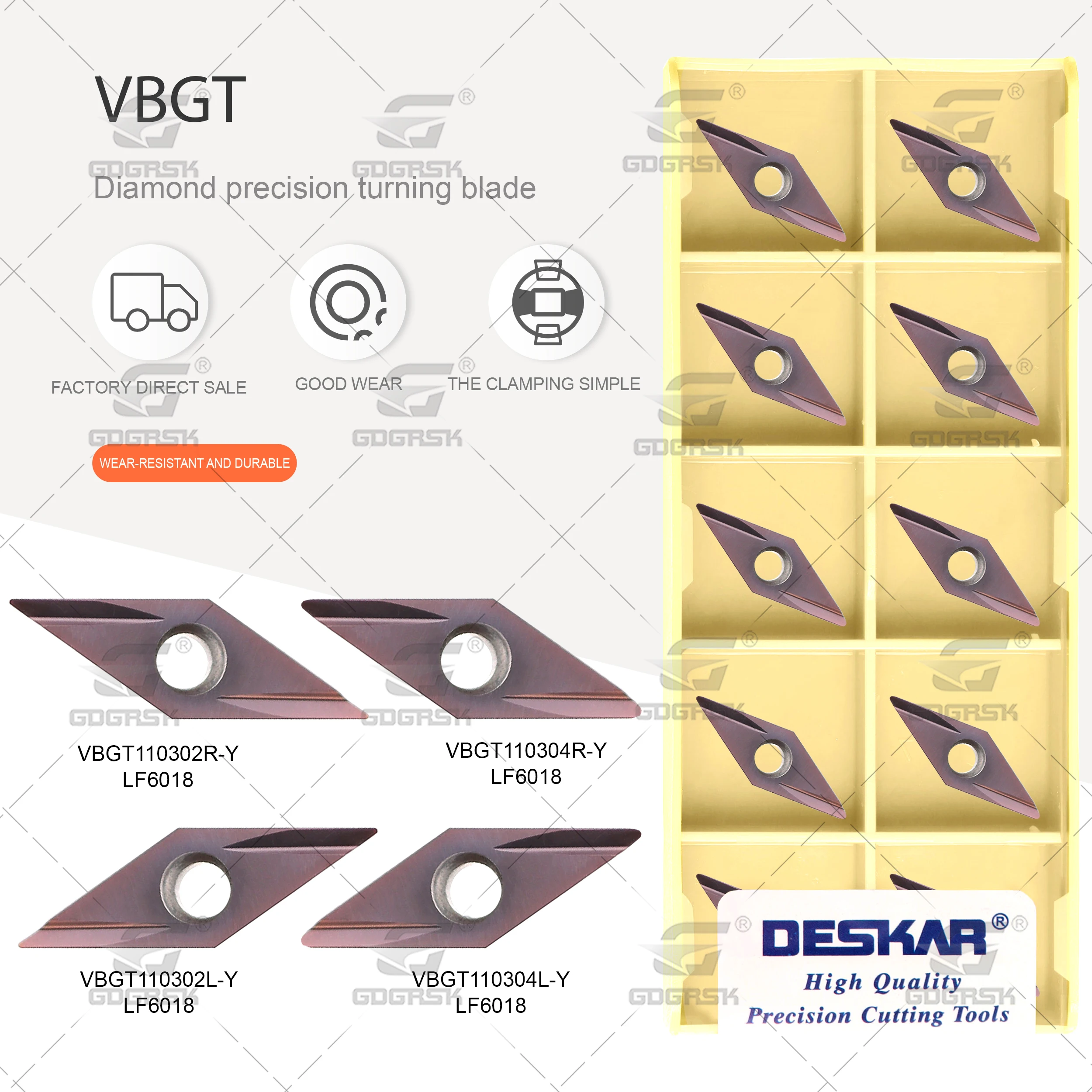 DESKAR Cutting Cutter VBGT110302R Y VBGT110302L Y VBGT110304R Y VBGT110304LY LF6018 CNC Lathe Carbide Inserts Turning Metal Tool