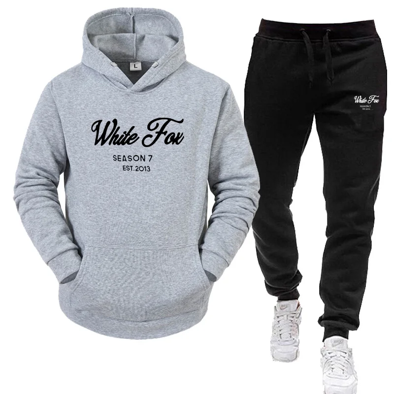 2024 spring brand men\'s hooded sweatshirt + sweatpants suit autumn and winter warm sportswear suit men\'s hooded jacket