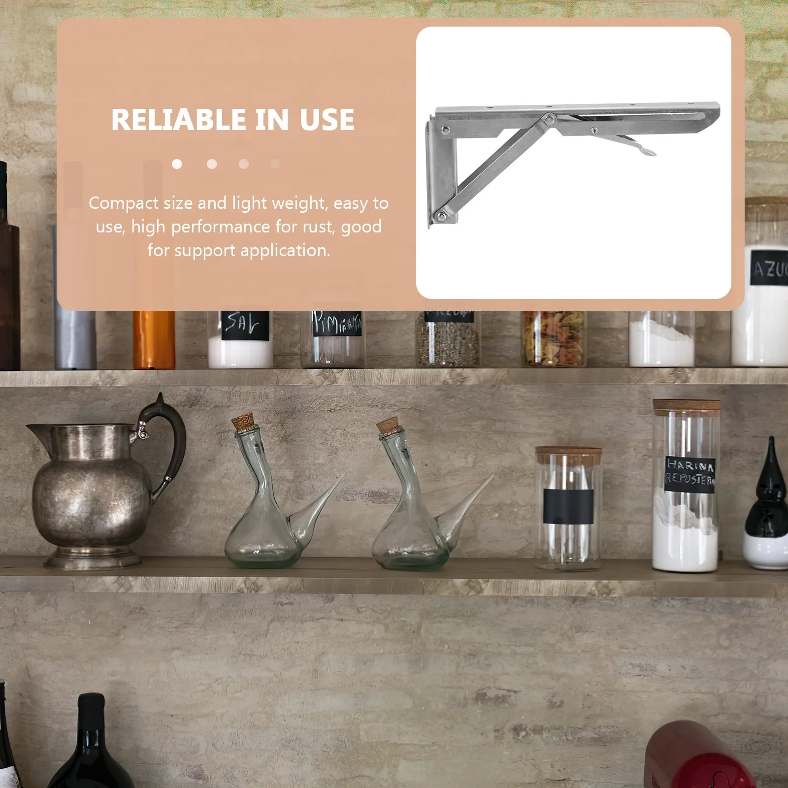 

Stainless Shelf Brackets Heavy Duty Wall Mounted Support For Home Kitchen Bathroom Storage Metal Angle Bracket