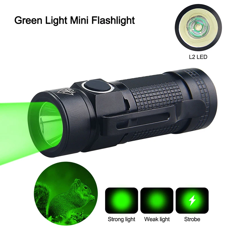 Mini Clip Pen Flashlight Green/Red/UV/White Torch Tactical 3 Modes Inspection Beam Lamp Outdoor Camping Hiking Hunting Lantern