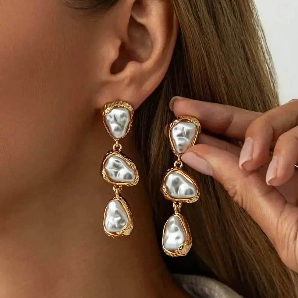 Z vintage elegante imitação de pérola waterdrop borlas brinco feminino charme geométrico pingente brinco jóias presente de casamento