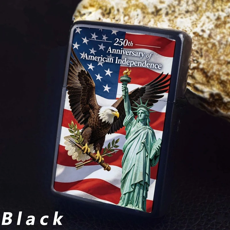 2026 Anniversary Lighter, USA Golden Kerosine Lighter with Classic Wheel Ignition, Customizable Patterns lighters smoking
