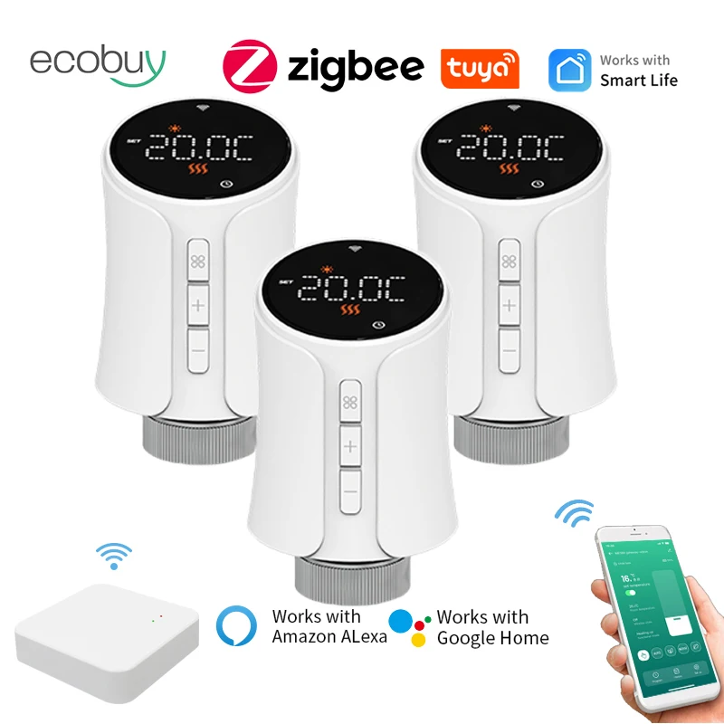 Tuya Smart Zigbee Thermostatic Valve Head Zigbee TRV Wifi Thermostatic Radiator Valve Wifi Temperature Controller  Google Home