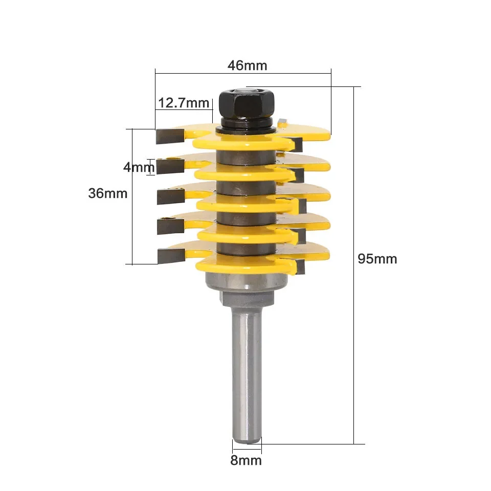 1pc Box Joint Router Bit - Adjustable 5 Blade - 3 Flute - 8