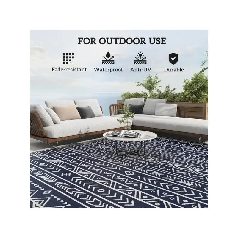 Reversible Outdoor Rug - Ideal for Patios, Decks, and More, Weather-Resistant, Stylish Design, Perfect for All Seasons, Easy to