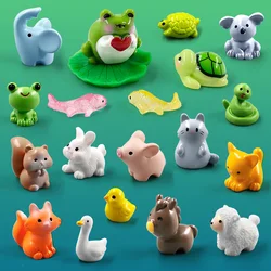 20Pcs Frog Turtle Fish Elephant Squirrel Fox Rabbit Sheep Pig Cat Snake Figurine Miniature Fairy Garden Decoration Accessories