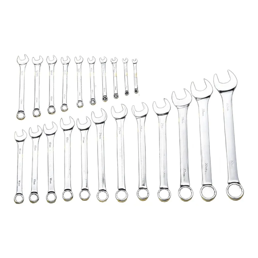 Silver Double Ended Wrench Mirror Polished Wrench Set Mirror Polished Tools Flexible Use Design Organized Storage