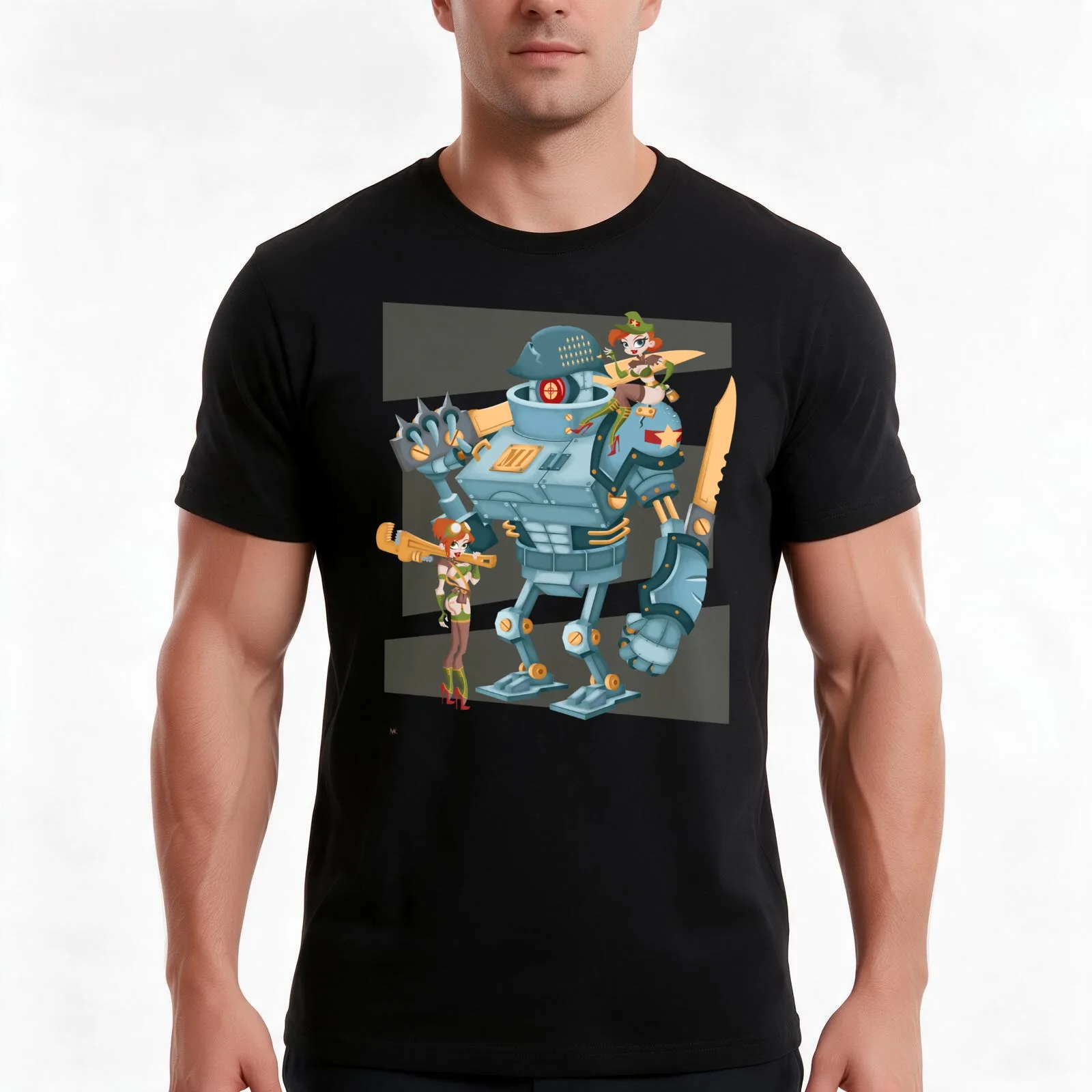 Bot Girls T-Shirt, Summer Casual Cotton Tee, Oversized Streetwear Tops, Vintage Graphic Print, Loose Fit Short Sleeve