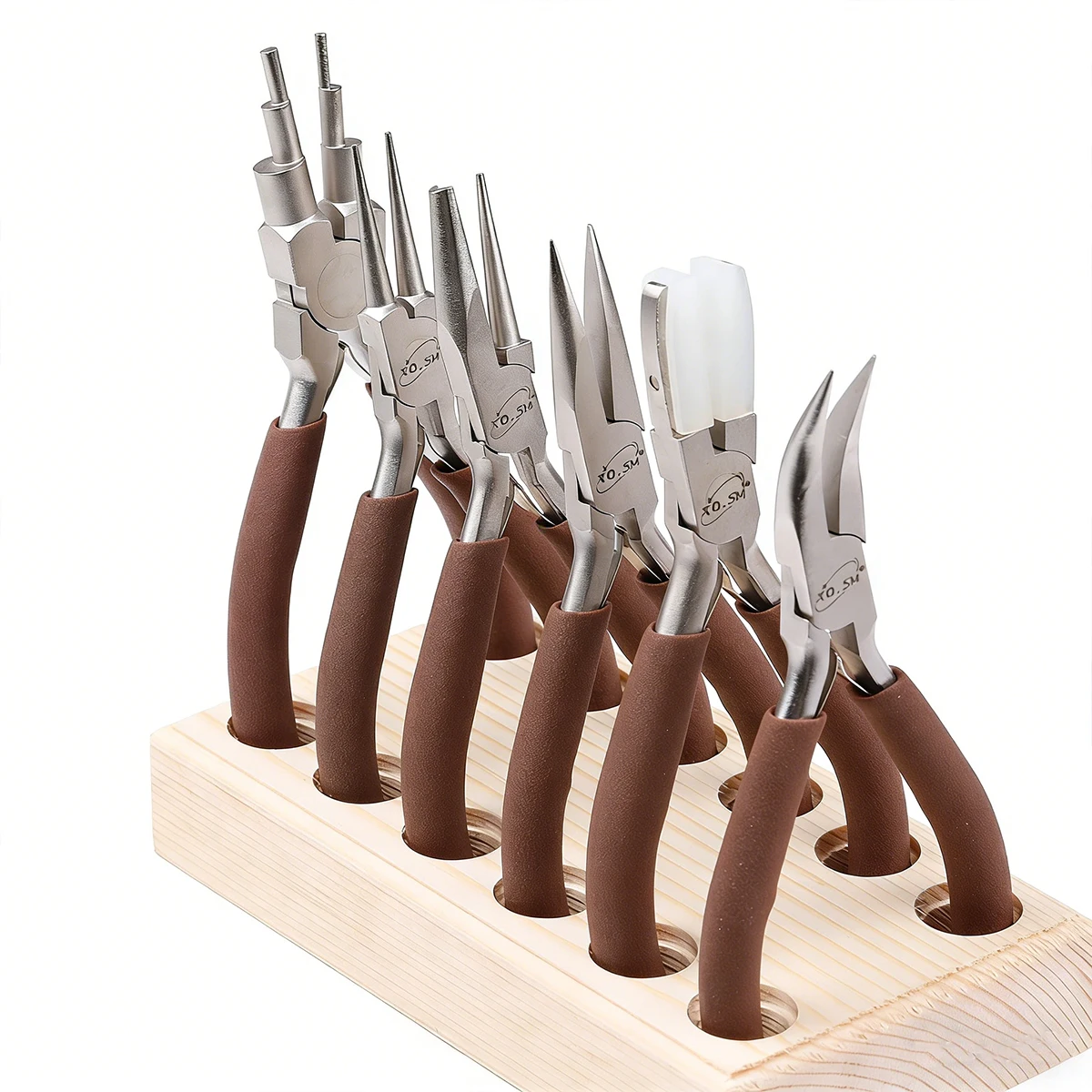 1pcs Carbon Steel Jewelry Pliers Set With Wooden Stand DIY Bracelet Beading Handmade Craft