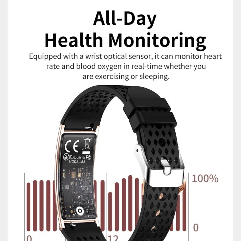 2026 Cross-border New Smart Bracelet With Heart Rate Sleep Monitoring Fitness Tracking Step Counting And Message Alerts HotSale