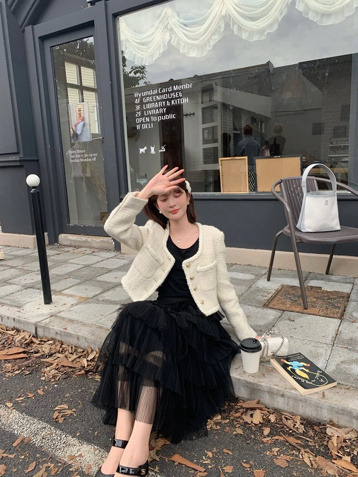 

DbyDoi Retro Wool ort Outerwear Women's High-End Sensation Spring Autumn Sle Button Detail Straight Cut Polyester Blend