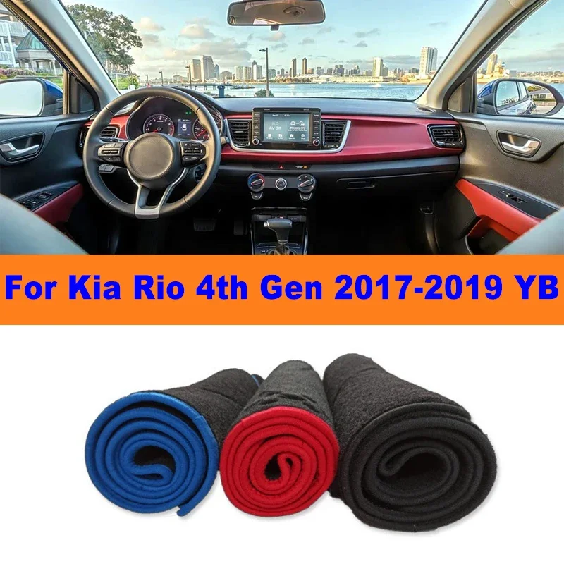 Anti-Glare Dashboard Cover Dash Mat Non-Slip Sun Shade Pad Interior Protector For Kia Rio 4th Gen 2017-2019 YB Car Accessories