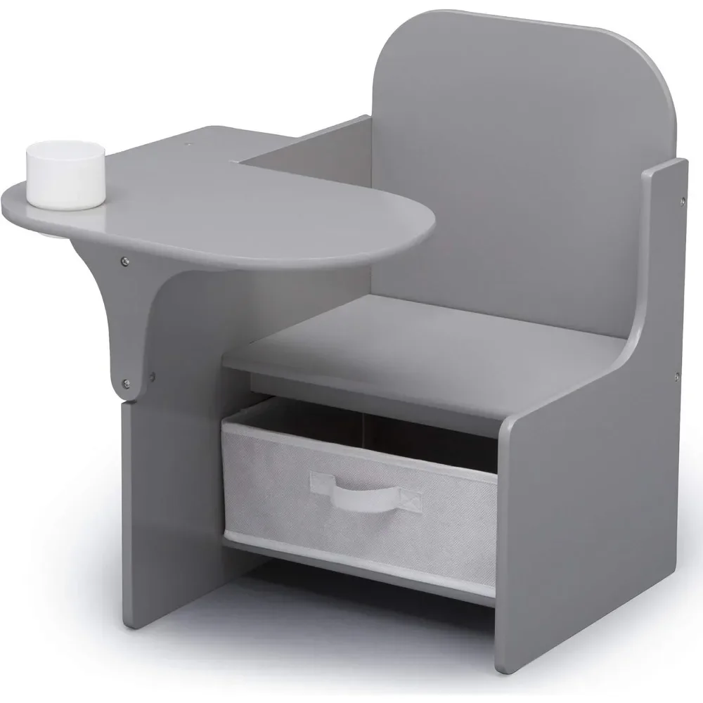 Children's chair table with storage bucket, gray