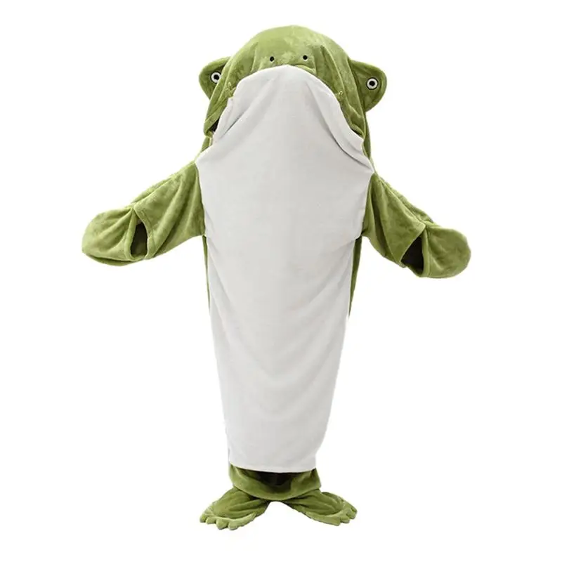 

Jumpsuit Blanket Soft Flannel frog sleeping blanket Cute sea shark frog sleeping bag pajamas Cold Weather Sleep Loungewear