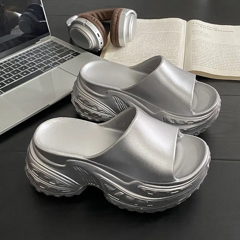 

8CM high-heeled slippers for women, new summer style, EVA beach shoes, indoor and home fashion slippers, anti-slip high heels