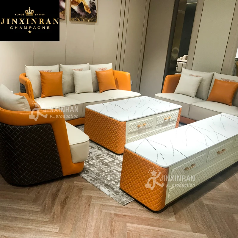 

Italian Style Sofa Set Furniture Couch Living Room Modern Luxury Genuine Leather Sofa Set