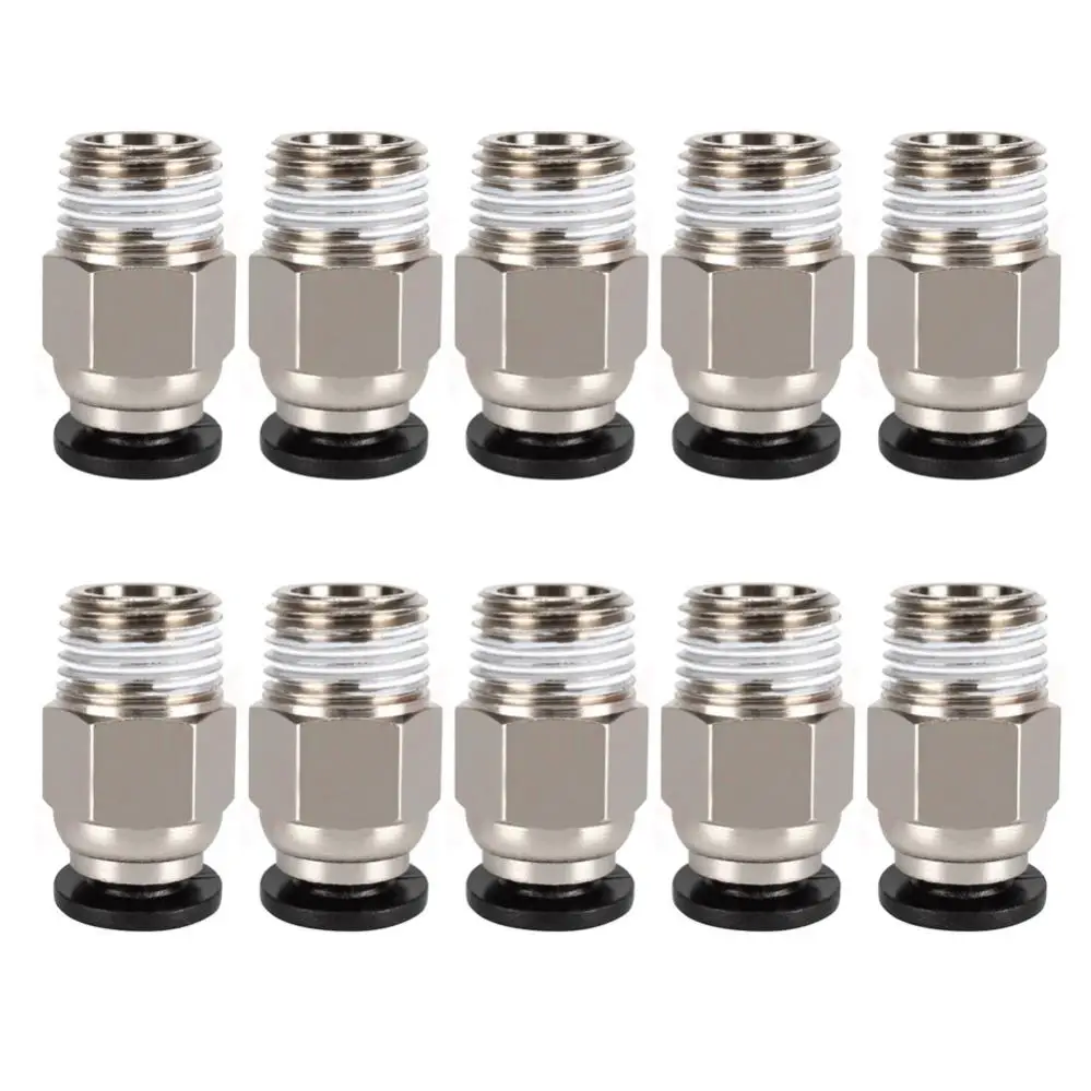 

10pcs PC4-M10// PC4-01 Tube Push Pneumatic Connector Male Straight Pneumatic Fittings Fit for E3D V6 3D Printer