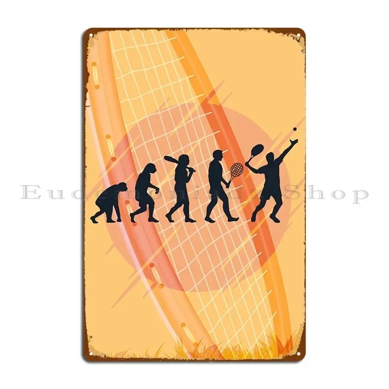 Tennis Evolution Metal Plaque Character Garage Party Club Garage Retro Tin Sign Poster