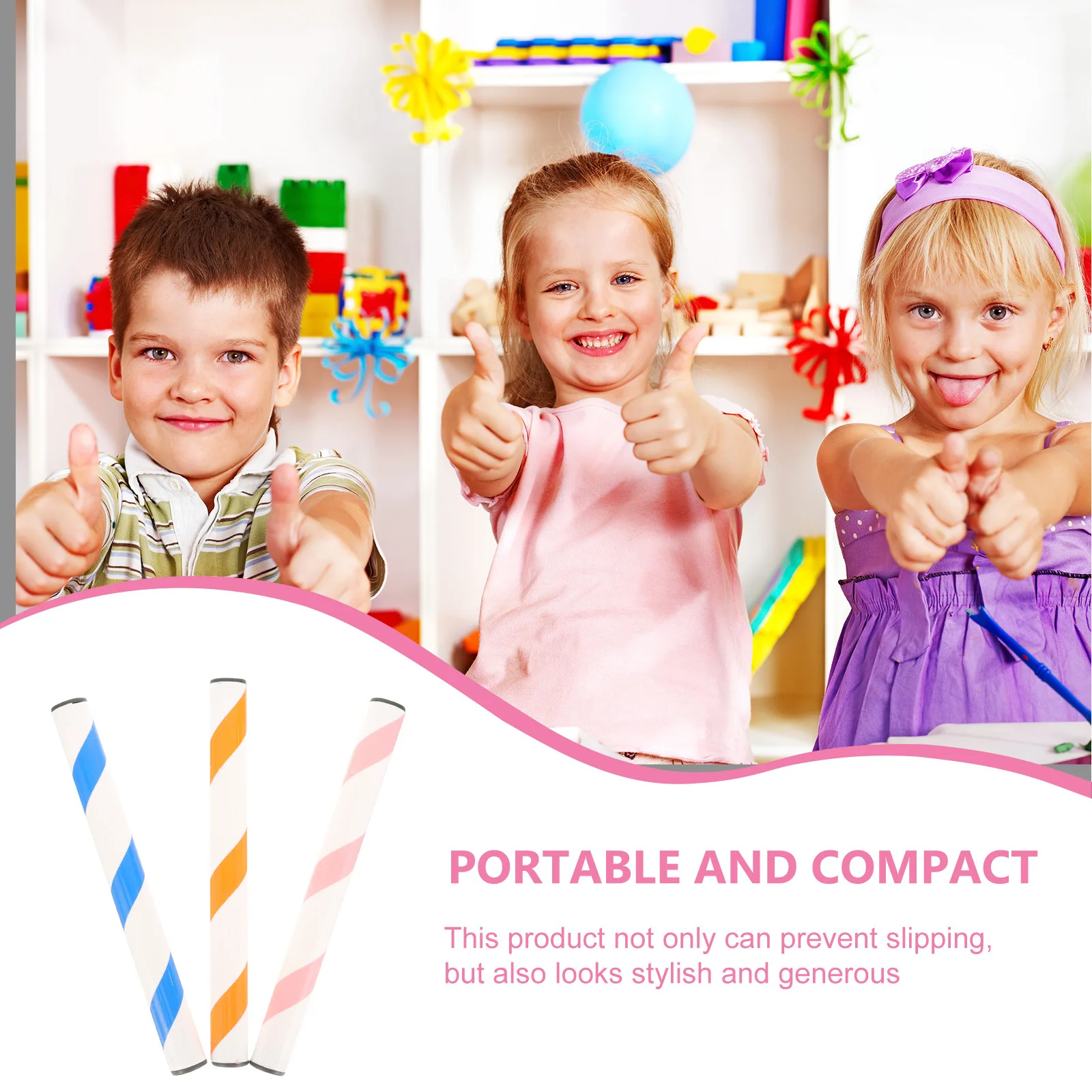 

Набор из 3 легких тренировочных палок для детей с нескользящим покрытием и эргономичной ручкой для занятий спортом на открытом воздухе