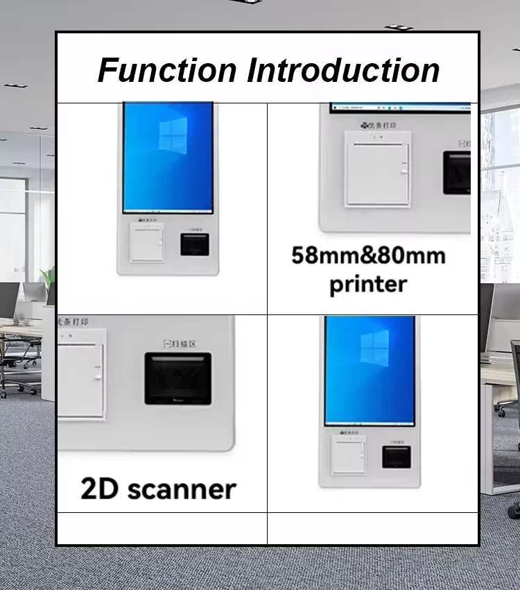 indoor  touch screen kiosk windows car parking pos system machine self-service payment kiosk with