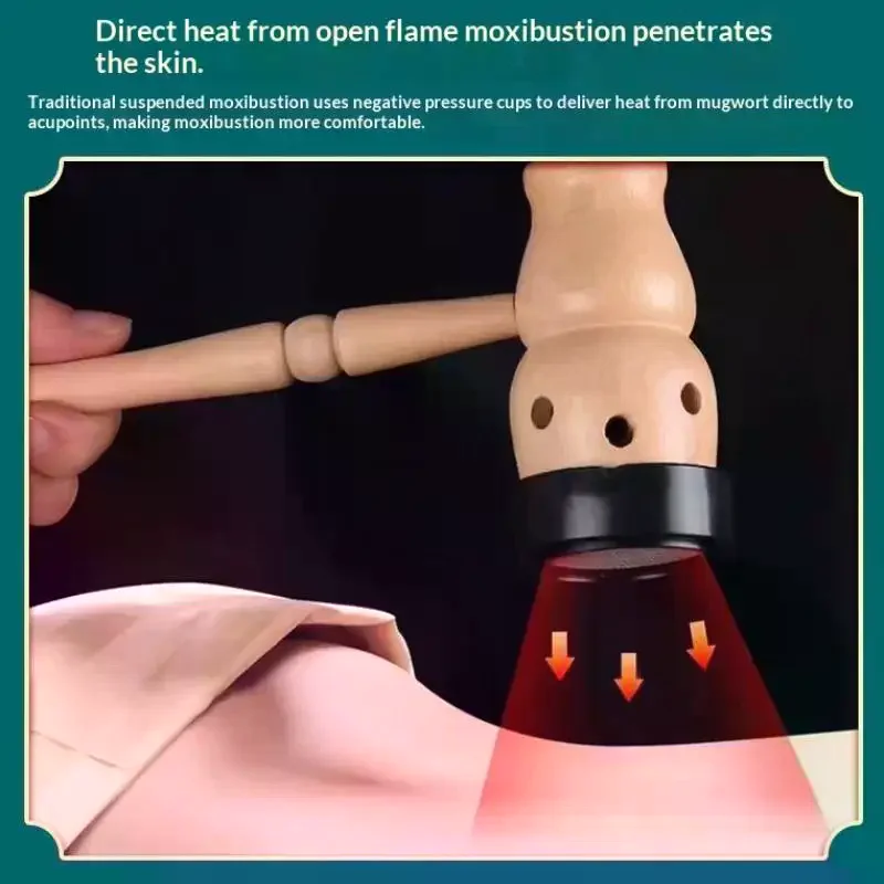 Moxa Mugwort Moxibustion Box Wooden Handle Gourd Massage Burner Roll Wormwood Artemisia Acupuncture