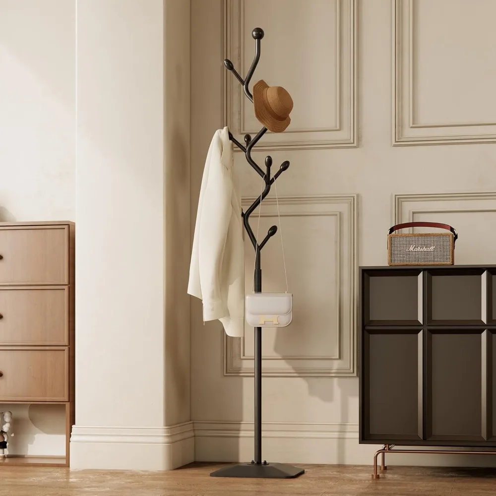 

Tree-shaped coat rack stand, Metal coat tree with 8 Hooks and sturdy cast iron base, Heavy Duty coat rack freestanding